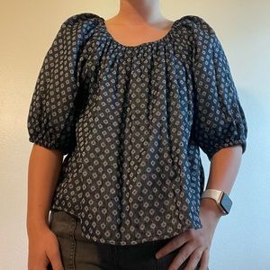 Navy and white blouse